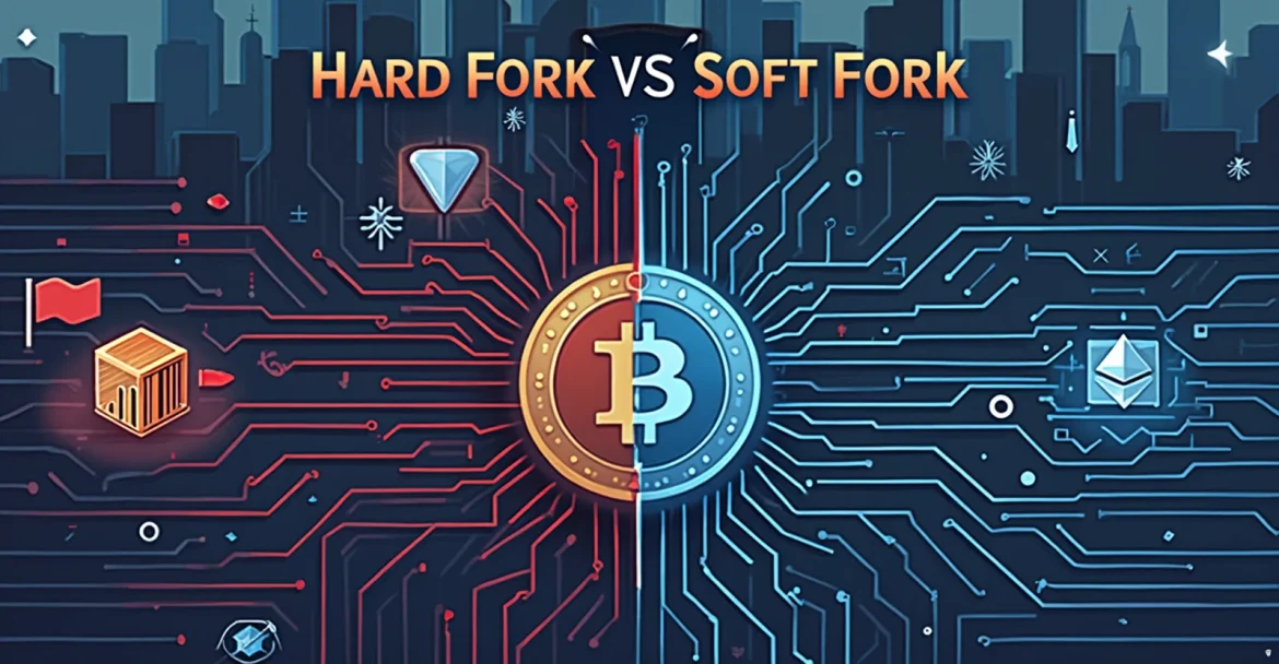 различия между хардфорком и софтфорком в блокчейне.