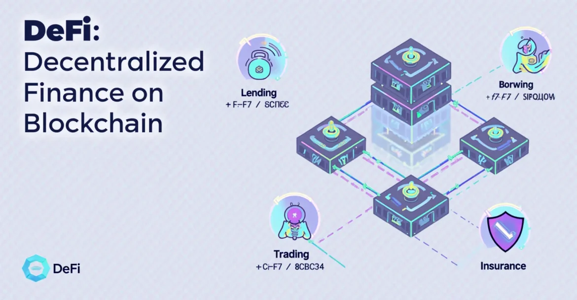 Основные элементы DeFi: кредитование, заимствование, торговля и страхование на блокчейне.